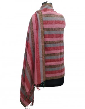 Multi stripes wool blend Stole Broad Stripes Purple